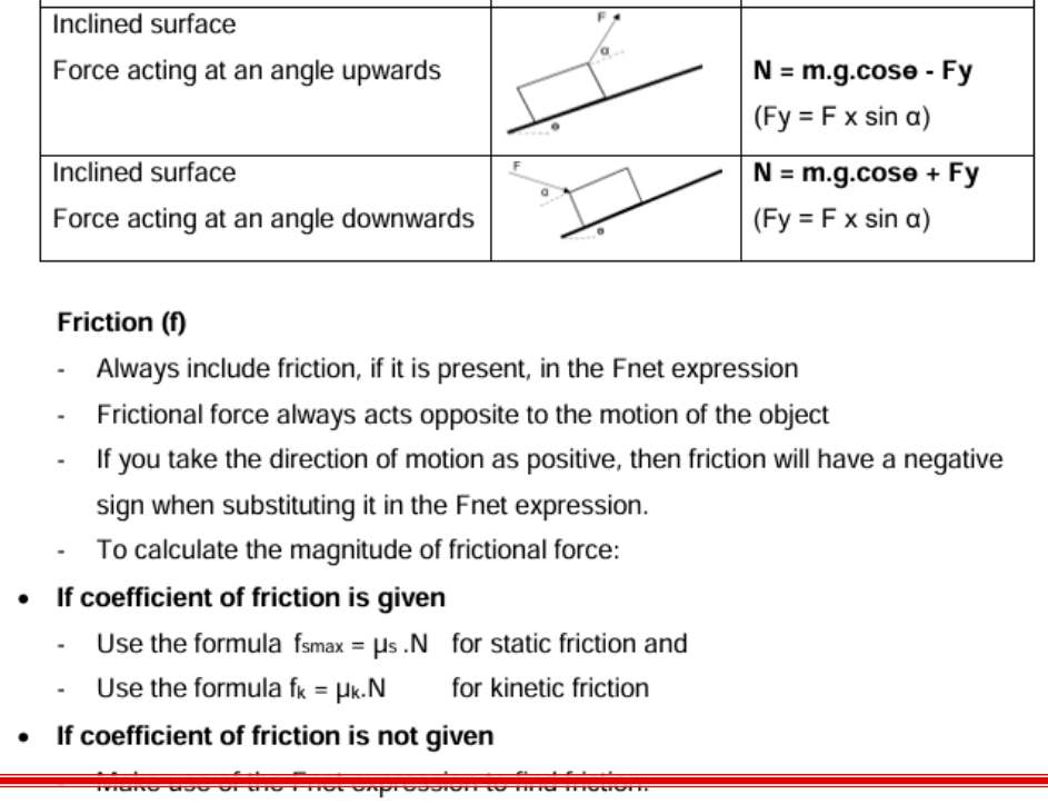 Normal force scenarios: example diagrams (inclined surface, force at an angle)